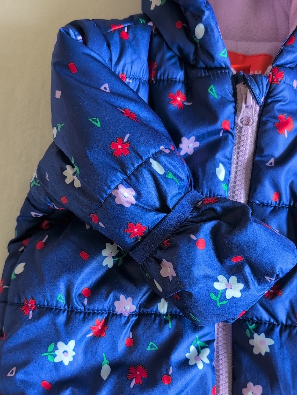 Joe Fresh Floral Puffer Snowsuit Fleece Lined One Piece Bunting Baby Girl 6-12M - Picture 3 of 9